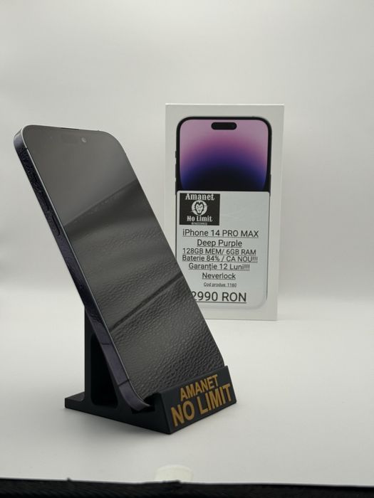 iPhone 14 Pro Max 128GB Purple CA NOU Baterie 84% Garantie 1An.