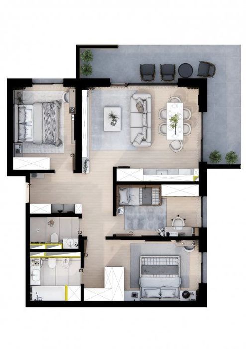 Apartament cu 4 camere nou tip Roma de vanzare, Prima Urbana 3-Oradea — fotografia 3