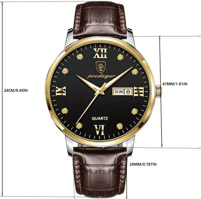 Мъжки класически, модерни и стилни кварцови часовници с кожена кайшка!