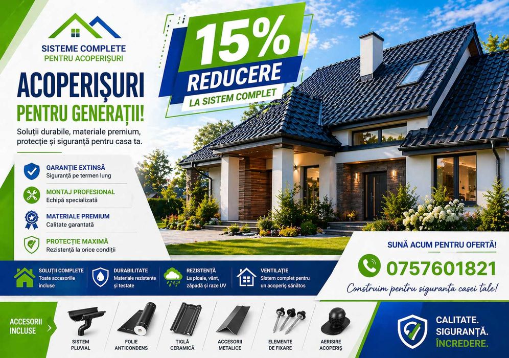 Reparatii Acoperisuri, Montaj Acoperisuri Montaj Tigla Metalica Montaj Tigla Ceramica Dulgherie Mansardari, Sisteme Pluviale