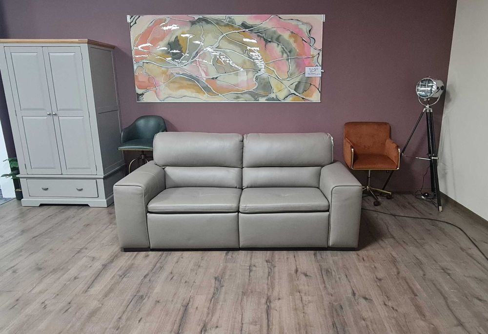 Бежов италиански диван тройка "Cubo" с електрически релакс механизъм