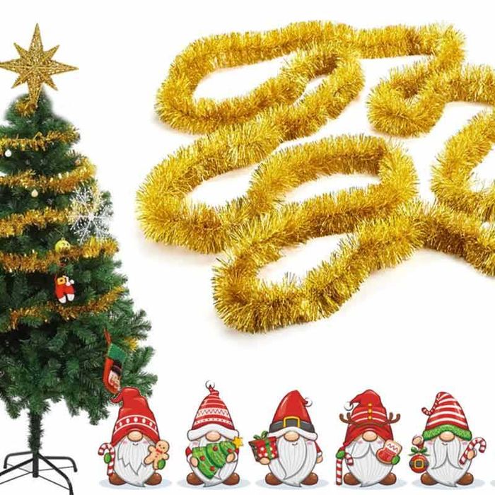 Коледна златиста дълга гирлянда 6 м, лесно декориране