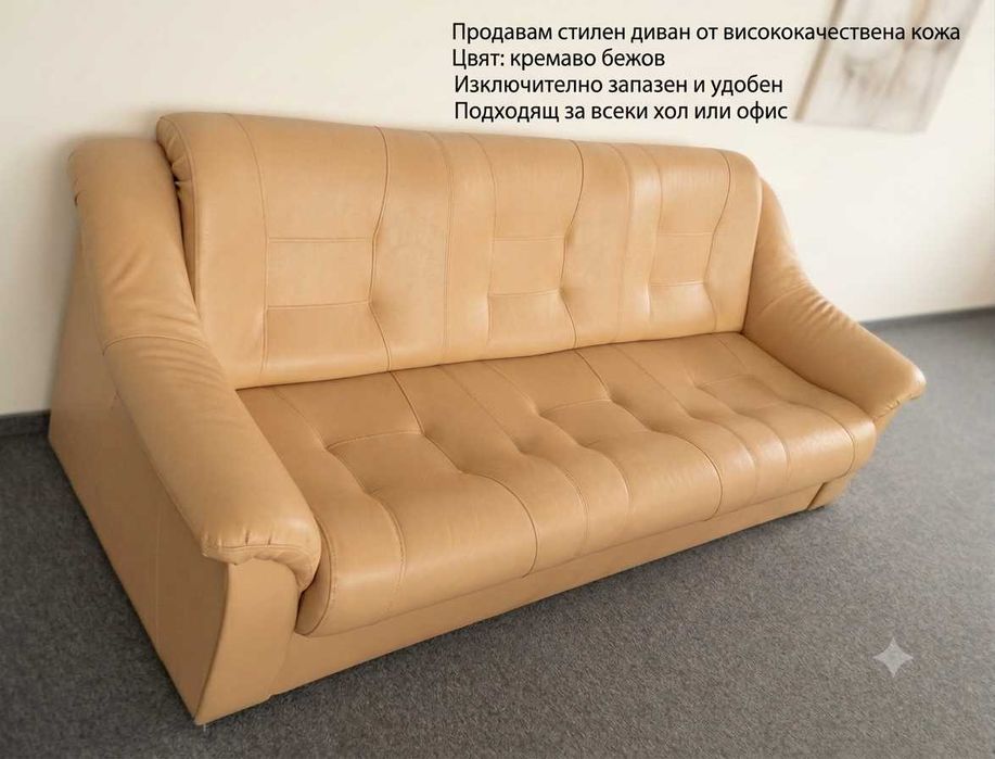 Кожен Диван от Естествена кожа - БЕЗУПРЕЧНО СЪСТОЯНИЕ