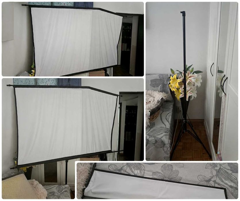 Ecran de proiectie cu stativ, dimensiune 135 × 210 cm