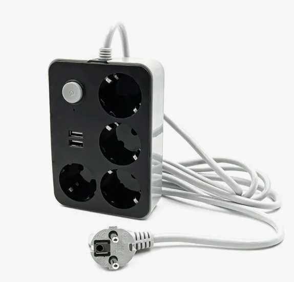 Удлинитель с USB 4 евророзетки 2 USB  3 метра доставка