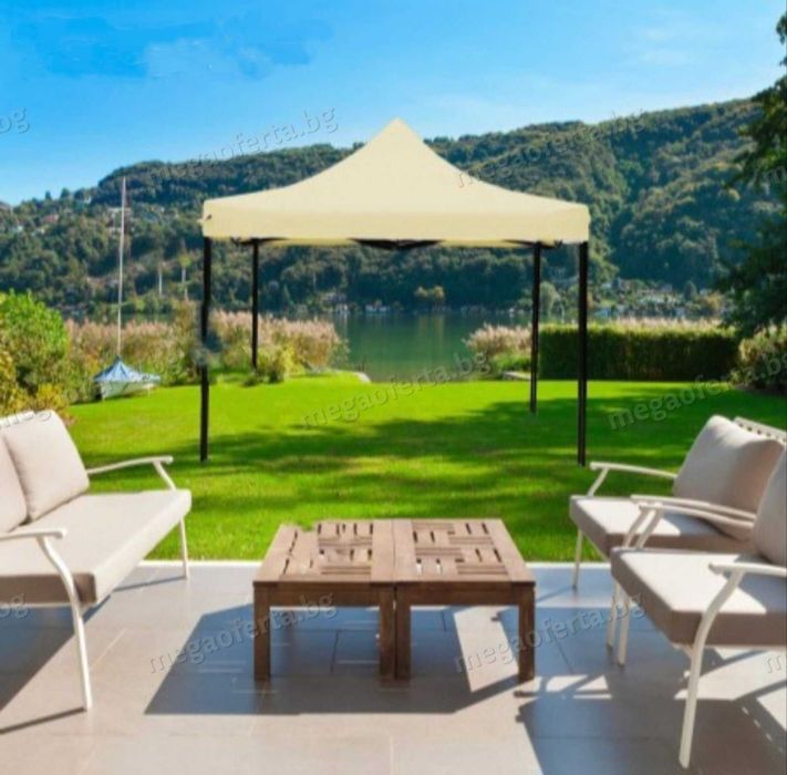 Градинска сгъваема шатра 3х3 усилена конструкция и гумирано покривало