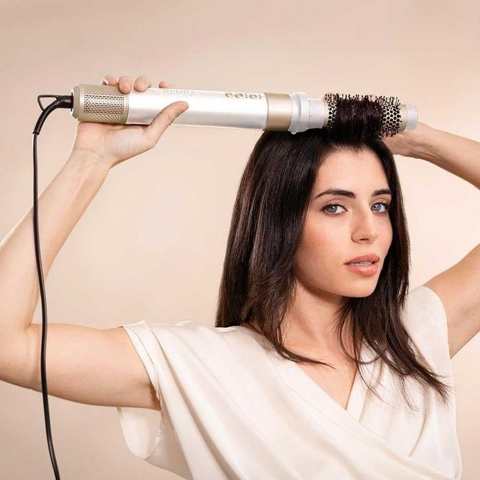 Мултифункционален уред за коса Cecotec CeramicCare AirGlam Champagne 1400W висок клас с Coanda технология, мощен мотор и цели 8 приставки за оформяне
