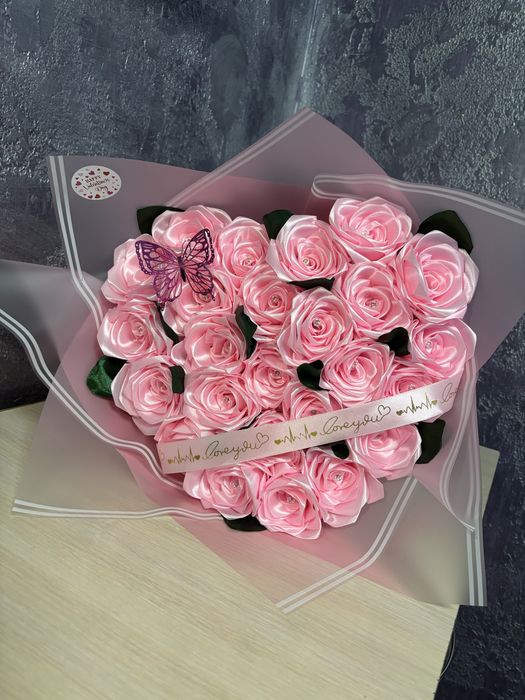 Букет из атласной ленты