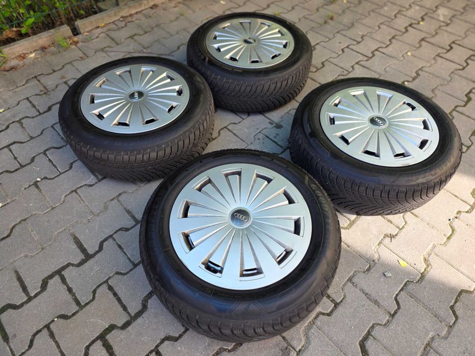 set jante aliaj r16 cu capace plastic, vw audi seat skoda 205/60/16