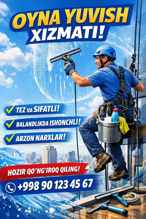 Мойка окон Oyna yuvish