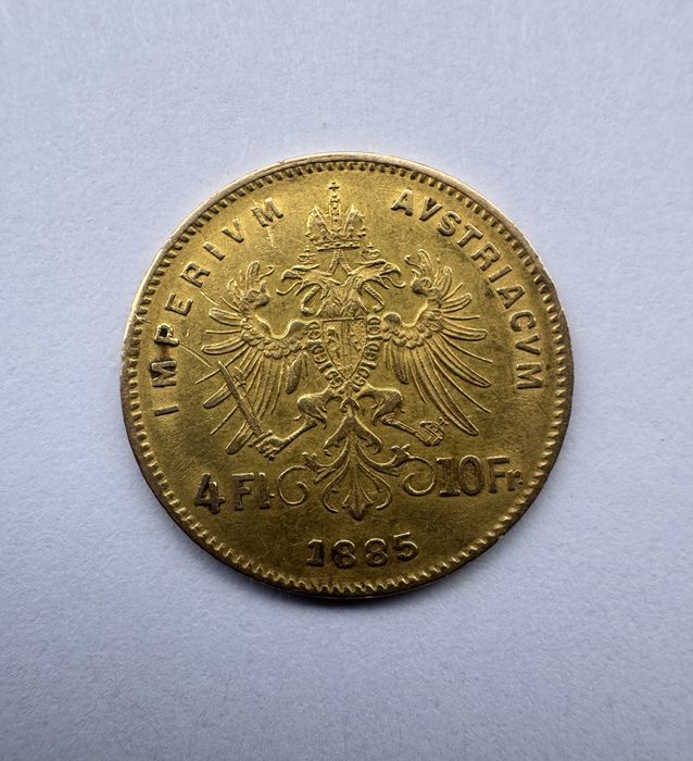 Златна Монета Австрия 4 Флорина /10 Франка 1885г. Франц Йосиф I