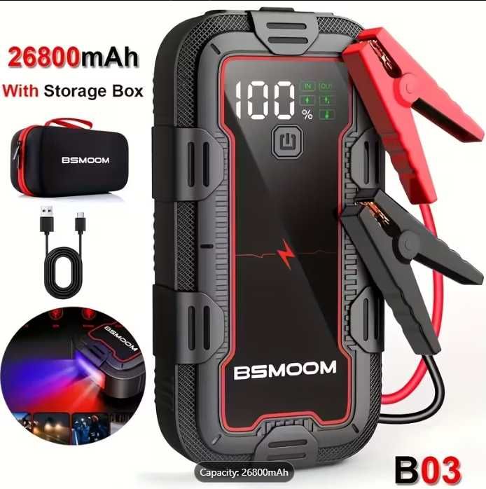 МУЛТИФУКНЦИЯ Кабели за ток за акумулатор/батерия/jump starter 6000A