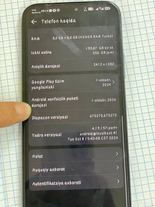 Honor X8b yangi karopa dakument bor