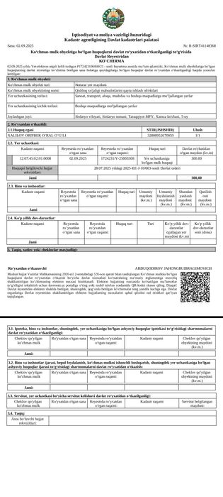 Noturar yer uchastkasi sotiladi