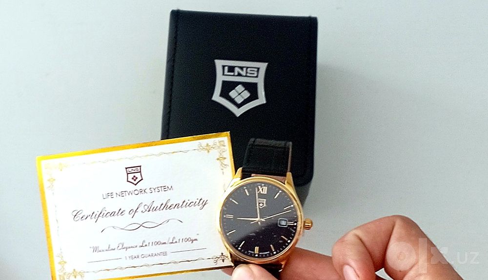 LNS Masculine Elegance Ln1100 erkaklar soati, tilla rangli korpus, qor