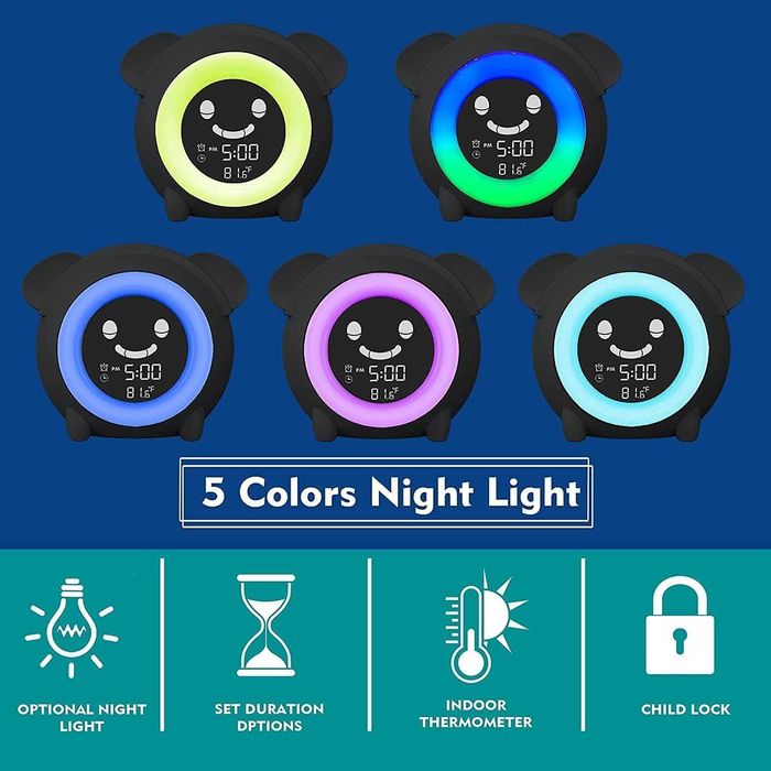 Ceas digital pentru camera copiilor, alarma, termometru, display Lcd