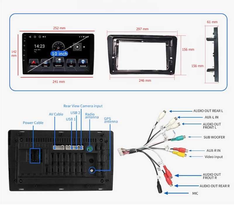 10” 2-DIN мултимедия за Skoda Octavia 2014-2018 с Android 15, 4/64GB, 1280x720, CP и AA
