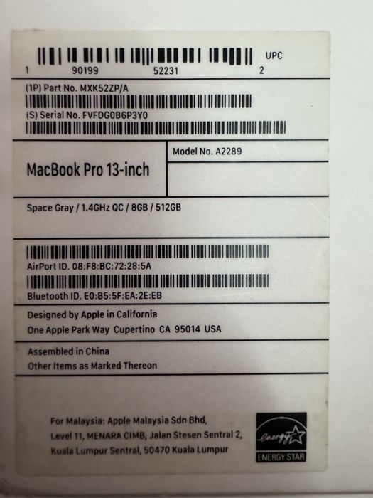 Macbook pro 2020 8/512 srochno