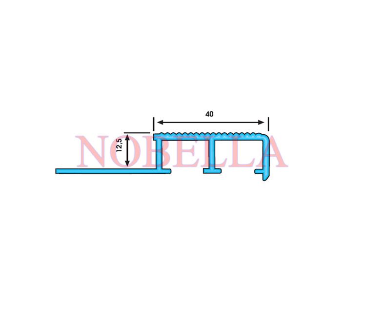 Противоплъзгащ профил за стъпала от алуминий Н10x20 mm