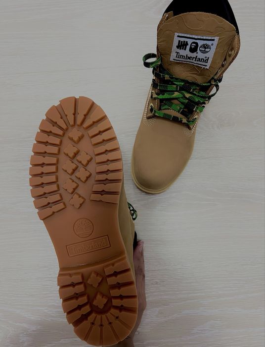 Ghete / Bocanci Timberland x BAPE (A Bathing Ape) Premium Waterproof - Ediție Limitată, Wheat / Camouflage
