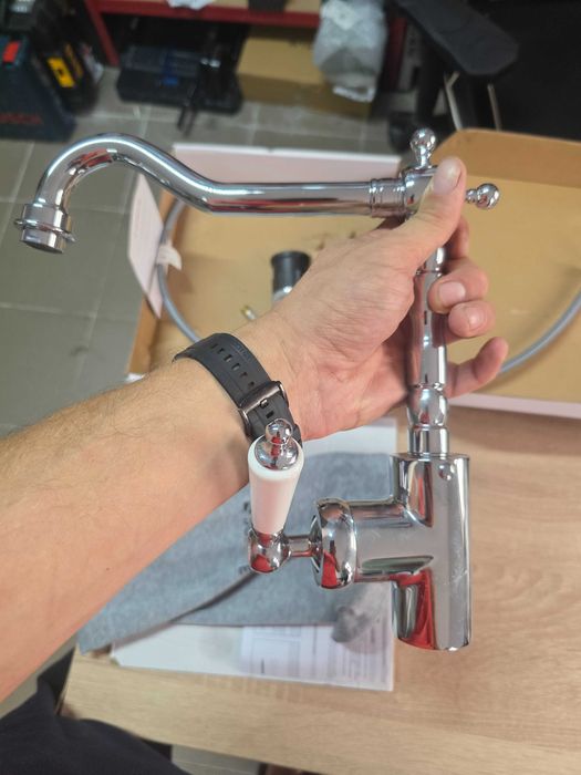 Baterie mixer pentru chiuveta de bucatarie FJ Chute 72500 SCHÜTTE, vintage, crom