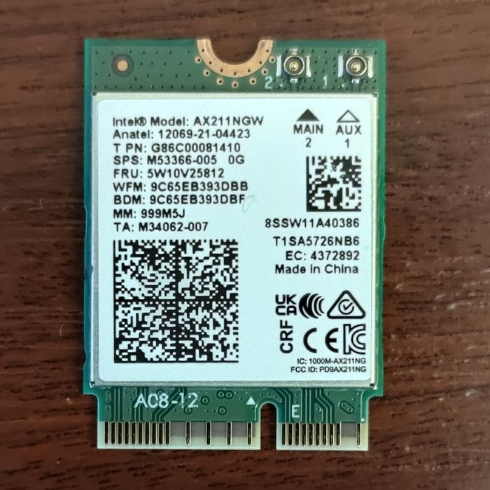 Placă rețea wireless WiFi 6E Intel AX211NGW fără antene