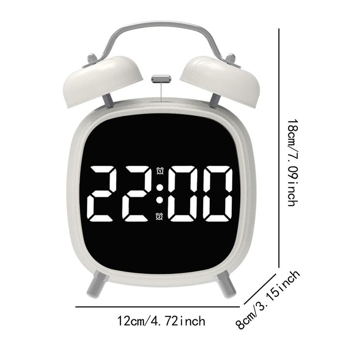 Светодиодный цифровой часы будильник с двойным звонком большой дисплей