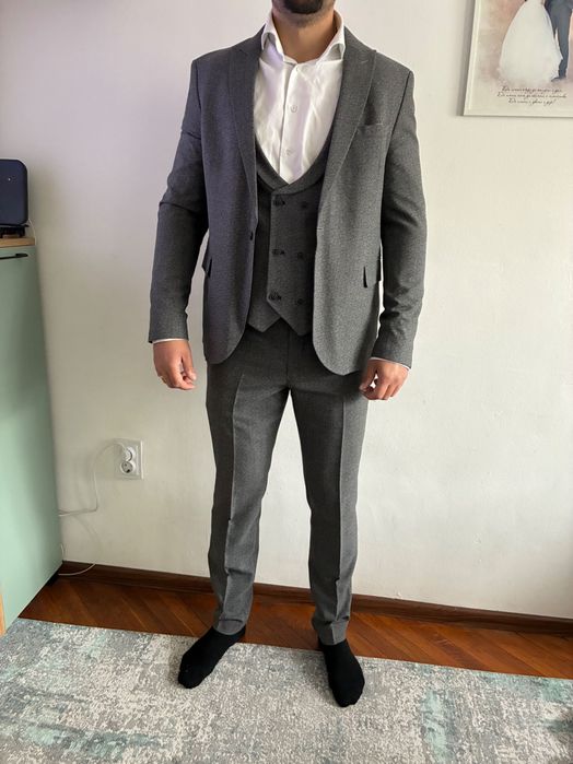 Мъжки Костюм сив