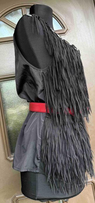 PINKO Superb Top Franjuri Cristale Glossy Negru Italia Original