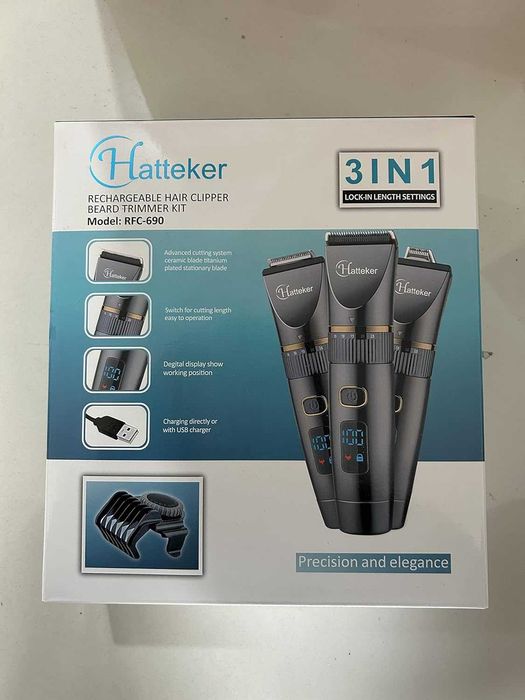 Hatteker Професионален тример за коса,Акумулаторна Водоустойчив, 3 в 1