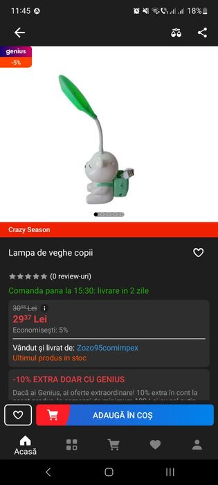 Veioza Led pentru copii ursulet roz cu incarcare USB