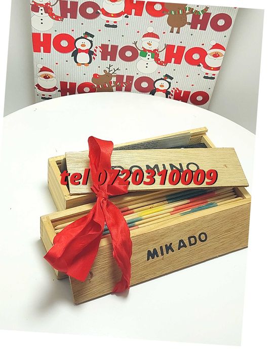 Pachet Cadou Craciun  Joc Marocoo mikadoSi Domino  Transport Gr