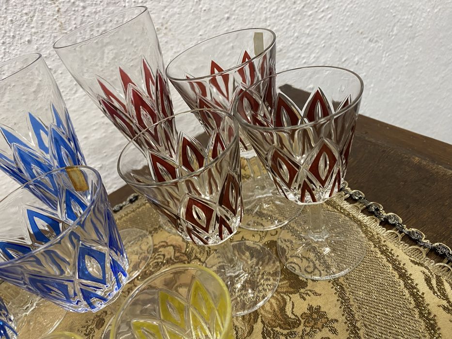 Немски кристални чаши цветно стъкло