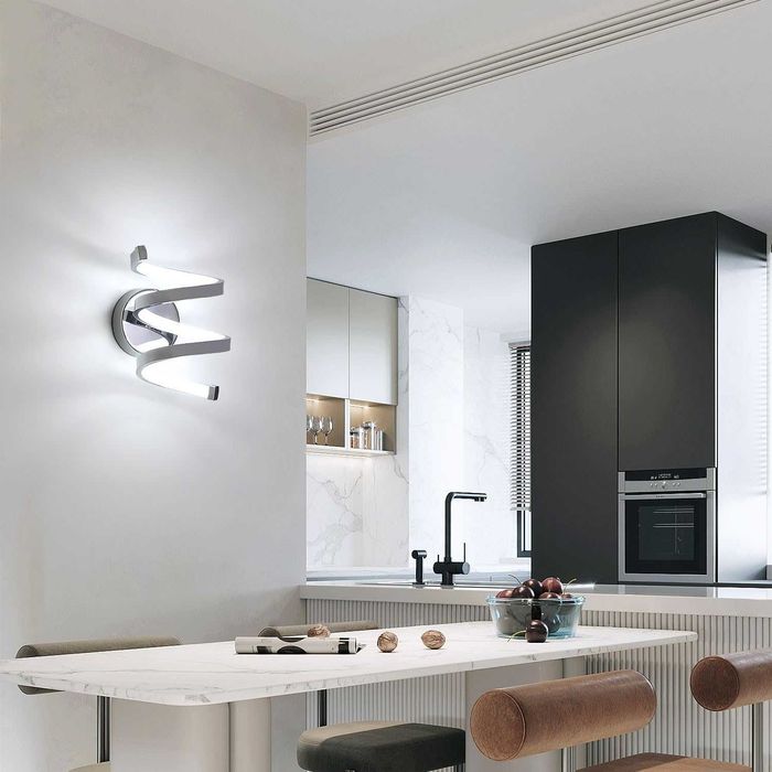 Спирална стенна лампа Lumiup, 6500K LED, сребърна