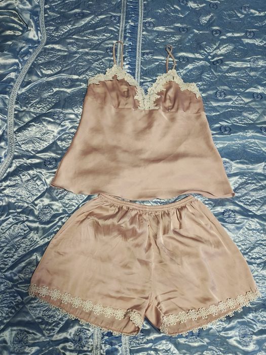 Set pijamale saten roz deschis