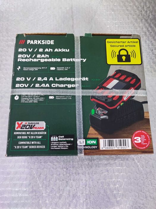 Set Parkside X20V Team acumulator 20V 2Ah PAP 20 B1 incarcator 2.4A PLG 20 C1