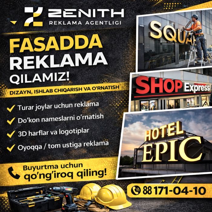 Fasadda reklama tayyorlash | 3D harflar va tashqi reklama