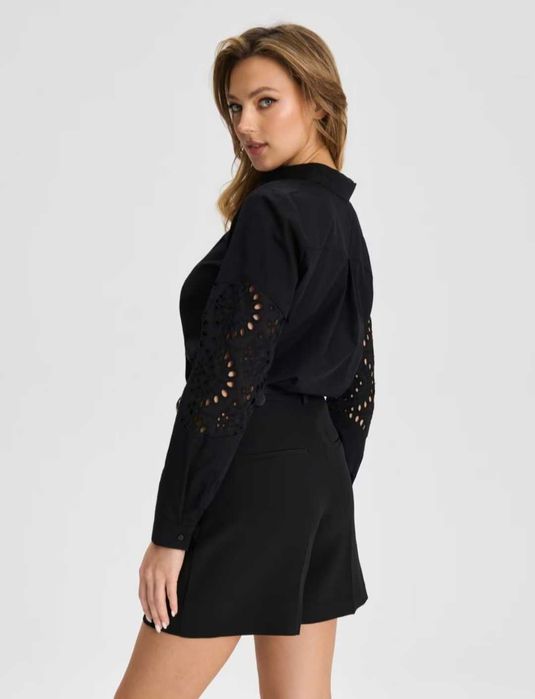 Блуза с голи рамене, английска бродерия, дамска риза, мрежесто болеро