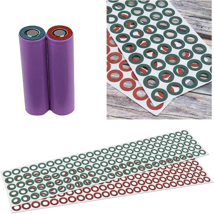 Hartie pentru izolație acumulator Li-Ion 18650 – set 100 buc inele baterii (50 verzi + 50 roșii) izolație electroizolantă și izolator 18650