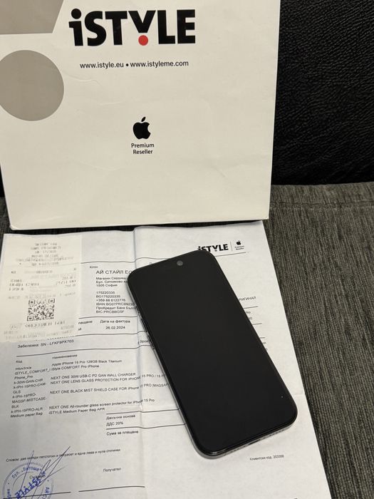 ***КАТО НОВ 128GB iPhone 15 Pro 5G iStyle Гаранция до 2027 Black