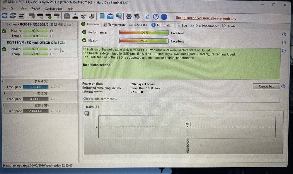 HDD SSD NVMe M2 PCIe 256Gb 22x30mm + adaptor 22x80mm + cooler