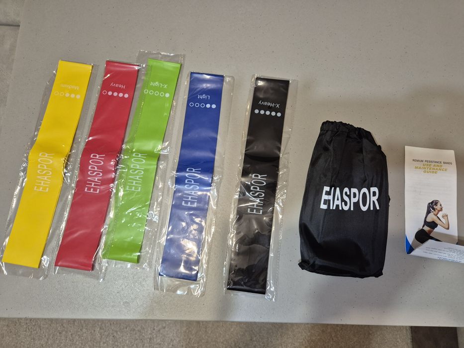 Комплект от 5 ластика EHASPOR за тренировки, йога и пилатес, еластични