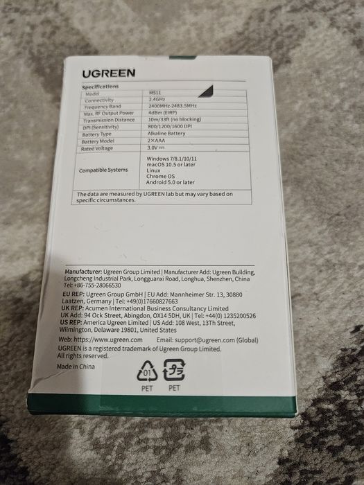 Mouse Wireless Ugreen 1600 dpi Max