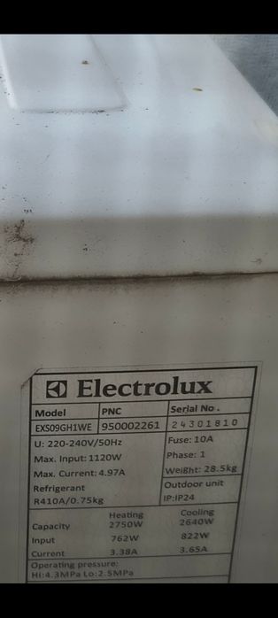 Aer conditionat Electrolux EXS09GH1WE, 9000 Btu, Clasa AA, Display LCD, Filtru Carbon activ + Ionizare, Auto diagnoza