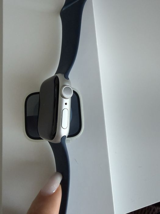 Apple Watch 9 Series 41 mm Silver Aluminum Case, Storm Blue Sport S/M