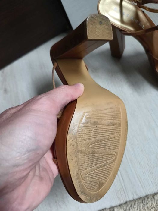 Sandale STEFANEL Brown  camel leather suede high heels sandals Nr.39