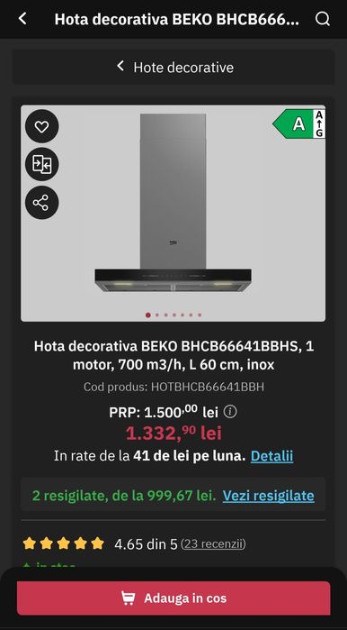 Hota decorativa Beko