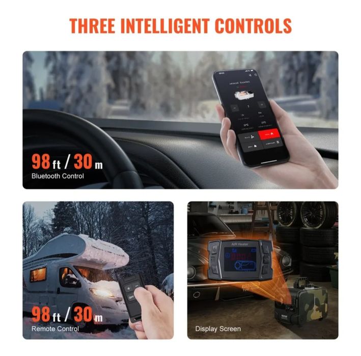 8KW суха дизелова печка Vivor Camolite – 12V/24V, с Bluetooth и CO аларма