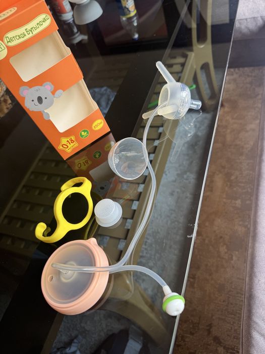 Детская бутылочка nini с трубочкой и ручками