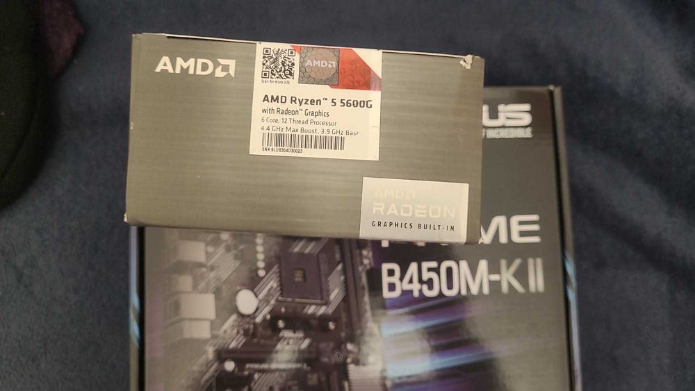Kit AMD Ryzen 5 5600g up 4.4 GHz + asus b450 +16 gb ram